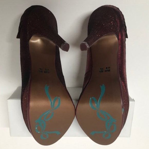 Poetic Licence London “Egyptian Princess” Red Metallic Peep Toe Pumps - Picture 12 of 16